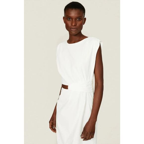 Love, Whit by Whitney Port Dress Cut Out Sheath Sleeveless Midi White Large - Picture 3 of 14